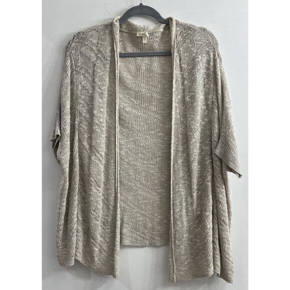 Eileen Fisher Medium Linen Blend Open Cardigan Sweater Dolman Short Sleeve - Picture 1 of 7